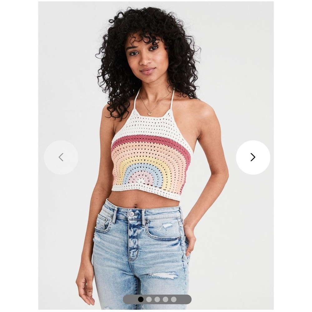 American Eagle Crochet Halter Top Womens‎ Small Rainbow